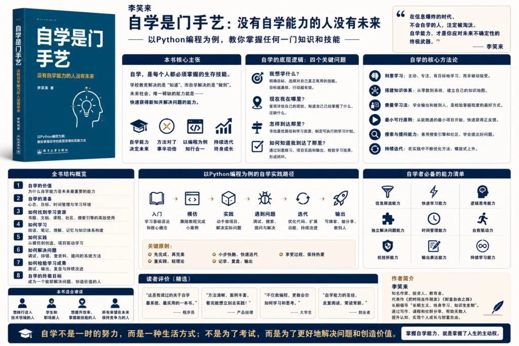 图片[1]-李笑来《自学是门手艺：没有自学能力的人没有未来》-逍遥SEO