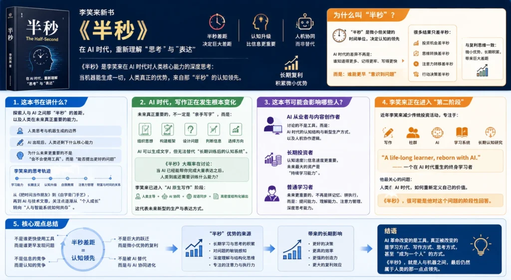 图片[1]-李笑来新书《半秒》发布：在 AI 时代，重新理解“思考”与“表达”-投资课程